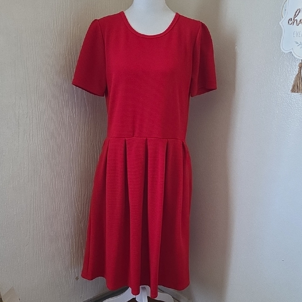 LuLaRoe Amelia Vibrant Red Mini Dress